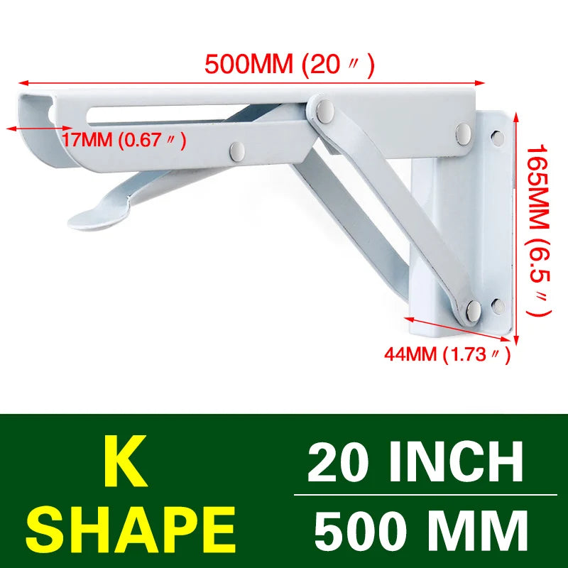 NAIERDI 2PCS Folding Angle Bracket 8-20 Inch Triangle Shelf Heavy Support Adjustable Wall Mounted Bench Table Furniture Hardware