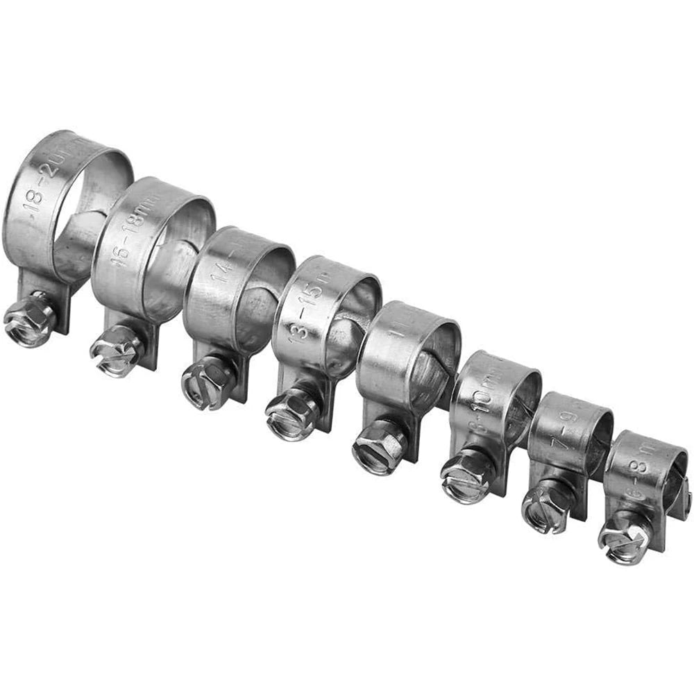 10 Pieces of All 304 Stainless Steel Mini Fuel Line Hose Clip Diesel Gold Clip 6mm-20mm Optional Size (13-15mm)