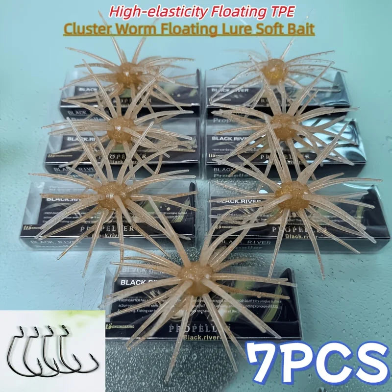 7Pcs 11cm/8.7g Sea Urchin Fishing Lures TPE Soft Bait Silicone Baits For Bream Sea Bass Mandarin Fishing Tilapia Trout