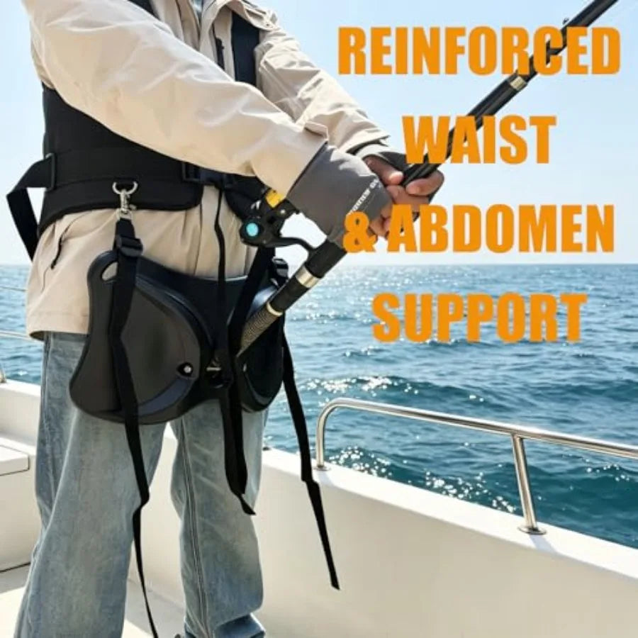 Fishing Belt and Shoulder Strap Harness Set, Enhanced Protection Shoulder Back Support System, with Rod Locking Buckle, Offshor
