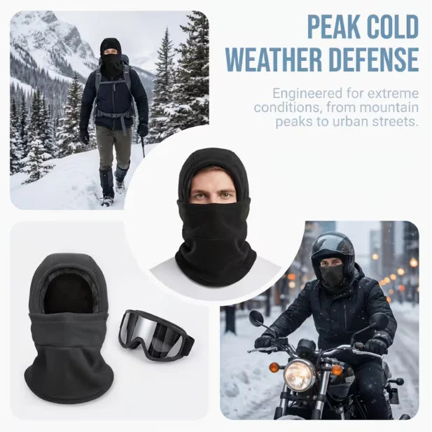Large Upgraded Edition 2 Pieces, Autumn/Winter, Balaclava Hat, Windproof and Cold-Resistant Cap, Skull Cap Neck Cover Scarf, Outdoor Cycling, Hooded Scarf, Skiing and Cycling Hat, Unisex, Outdoor Sports Warm Head Cover, Fuzzy