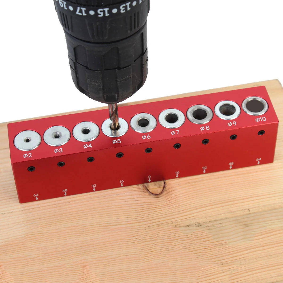 Woodworking 2/3/4/5/6/7/8/9/10mm Vertical Pocket Hole Doweling Jig Log Tenon Self-Centering Drilling Guide Punching Hole Locator