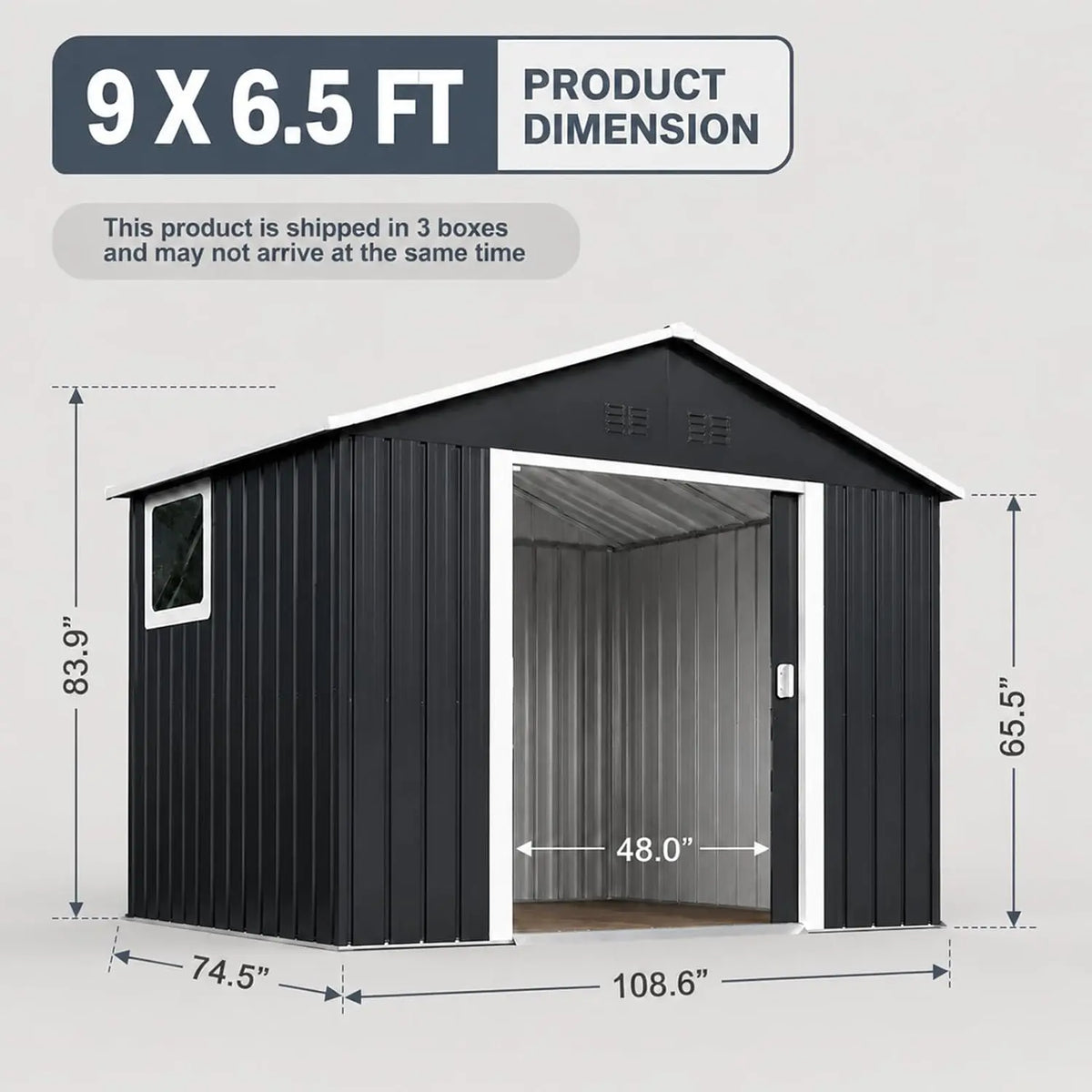 9x6.5 FT Outdoor Storage Shed, Metal Tool Shed with Windows & Secure Lockable Doors, Ideal Storage Garden Shed for, Custom