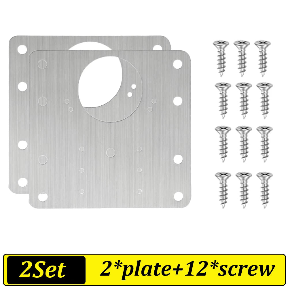 2-100Set Cabinet Hinge Repair Plate Kit Stainless Steel Door Hinge Mounting Plate Cabinet Door Hinges Repair Mount Tool