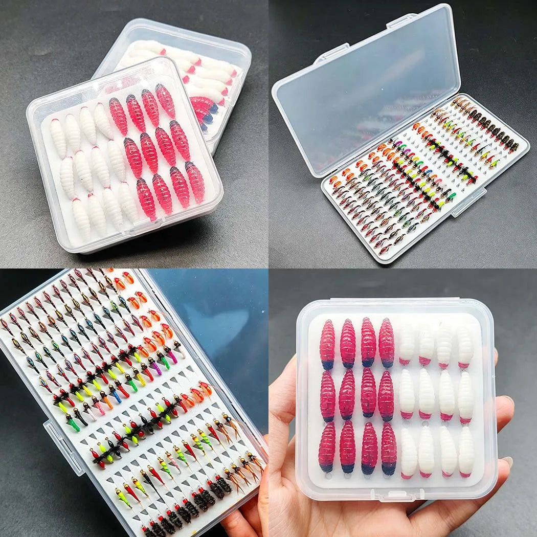 Fly Fishing Flies 2Boxes Bundle(Total 150Pcs Flies) Fly Fishing Bait Dry/Wet Fly Nymph Fly Fishing Lure Fly Box for Trout Salmon