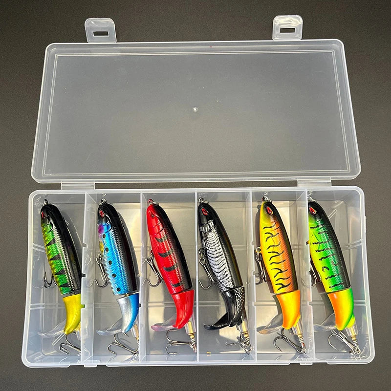 6PCS Fishing Lure 10CM/13G Propeller Water Surface Tractor Far Casting Hard Baits for Bass Black Fish Fishing Lure Tackle