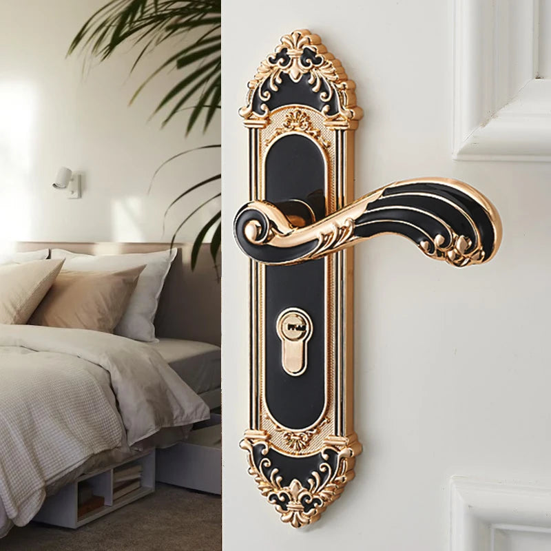 European Style Mute Room Door Lock Handle Fashion Interior Door Knobs Lock Luxurious Anti-Theft Gate Lock Furniture Hardware