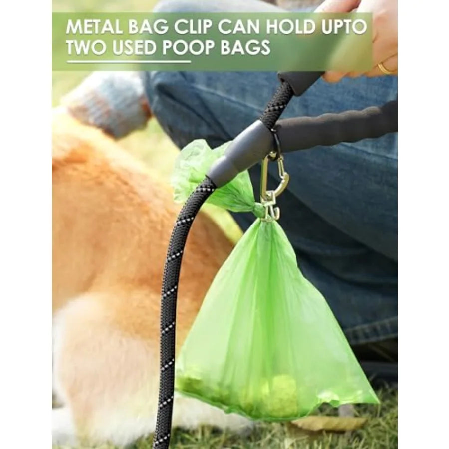 Dog Poop Bag Holder for Leash, Large Opening for Easy Pull Out, Doggy Poo Bag Dispenser with Used Waste Bag Carrier Suitable fo