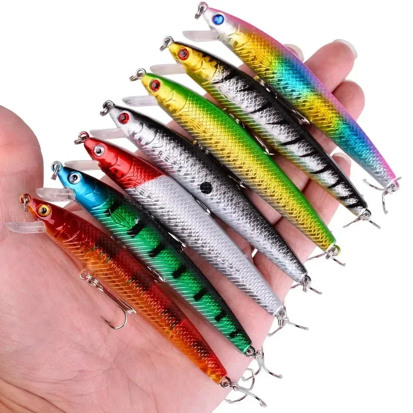 10Pcs/Bag Fishing Lure Kit Soft Bait 10cm/9g Lifelike Minnow Bait With Ringing Beads Floating Plastic Bait Lure Bait Crankbaits with Hooks