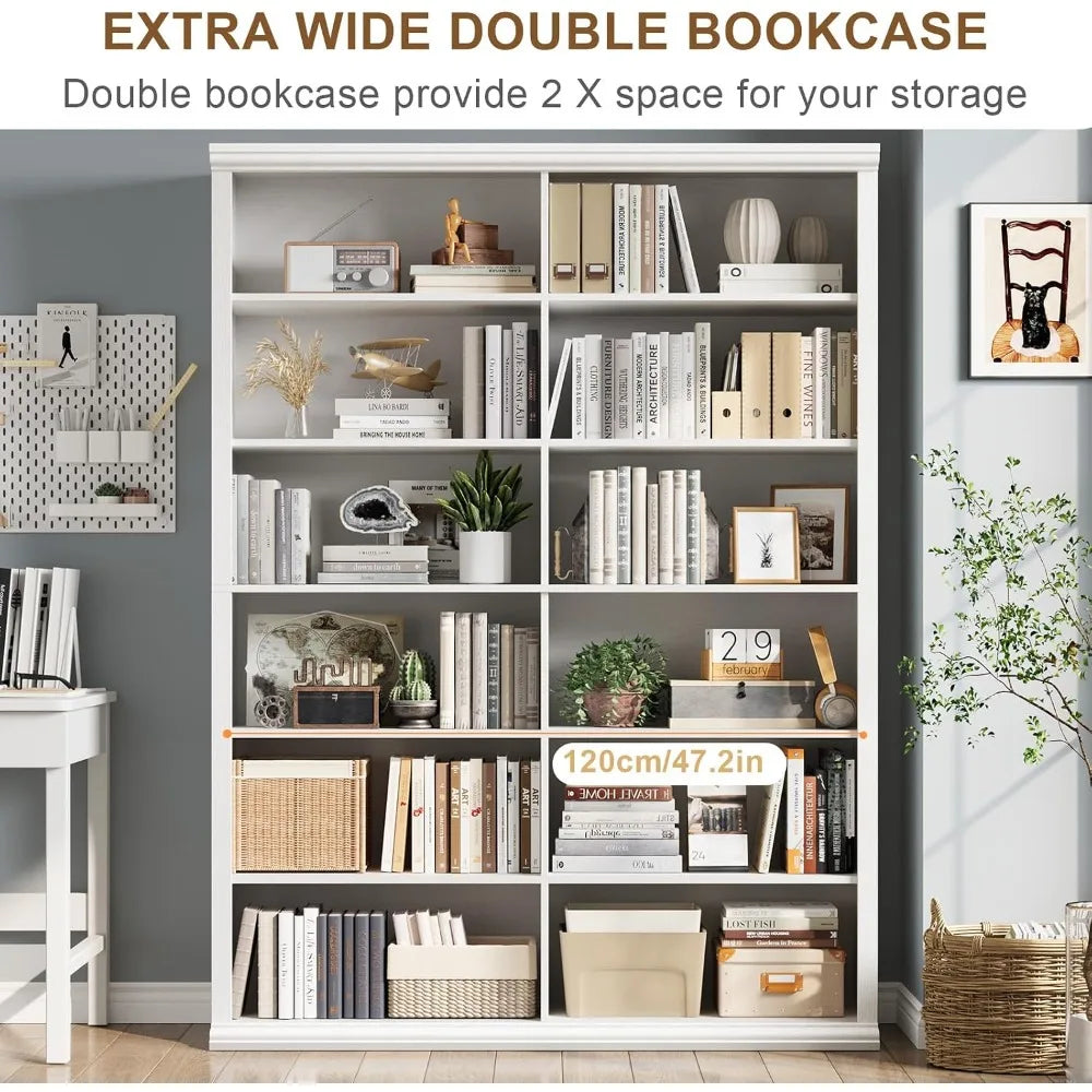 Wooden Bookcase and Bookshelf, 71.8" L x 47.2" W, Freestanding Storage Unit for Home Office