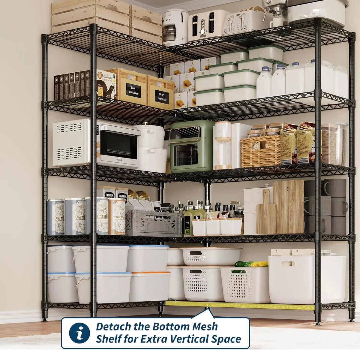 Storage Shelves 5-Tier 1325LBS Load Metal Garage Shelving Adjustable Heavy Duty Shelving Unit for Home Kitchen Office Garage 70.8" Wx15.8 Dx70.5 H
