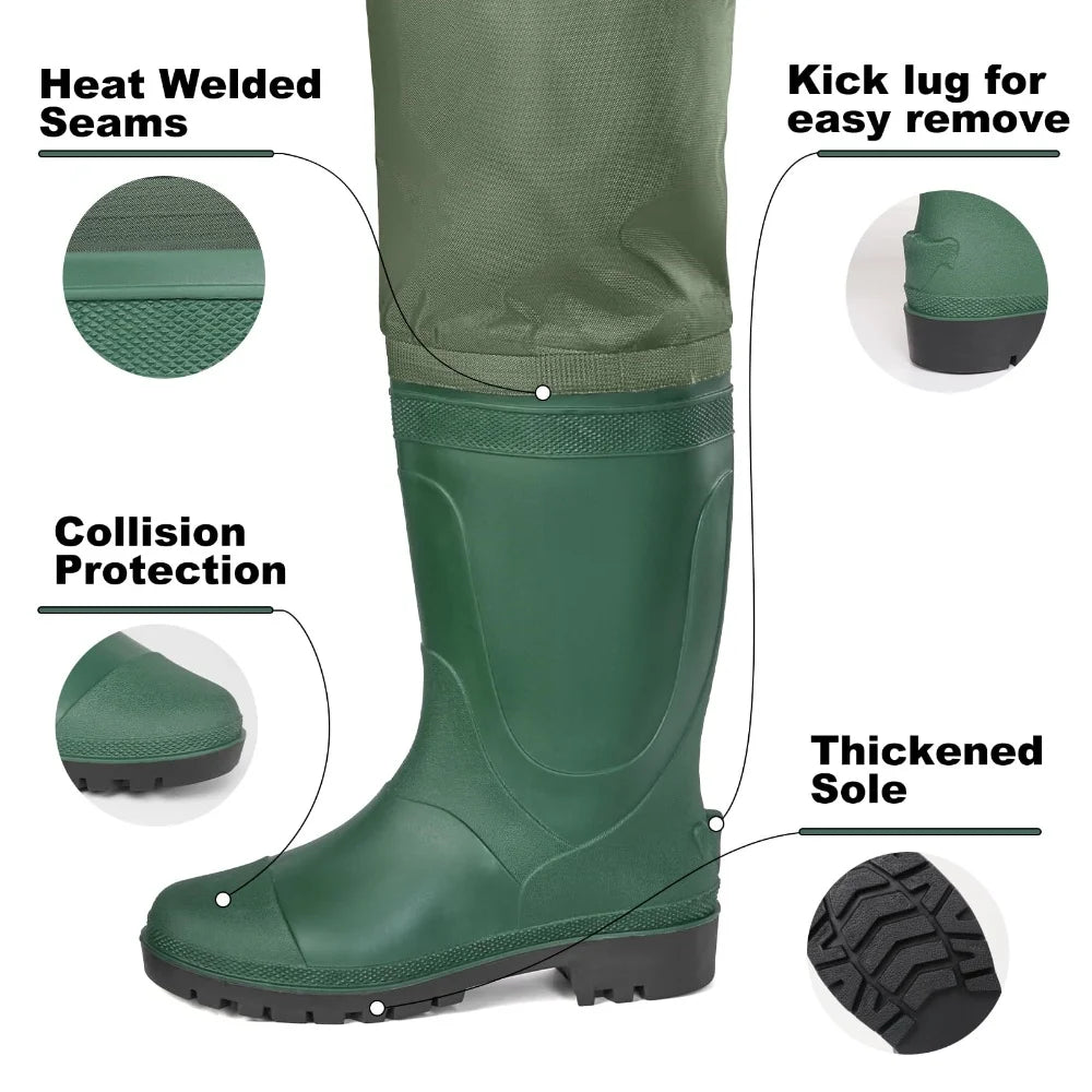 Fishing Hip Waders Wading Trousers Wading Hip Boots Lightweight River Boot Watertight Water Pants for Hunting Gardening Size 6-14