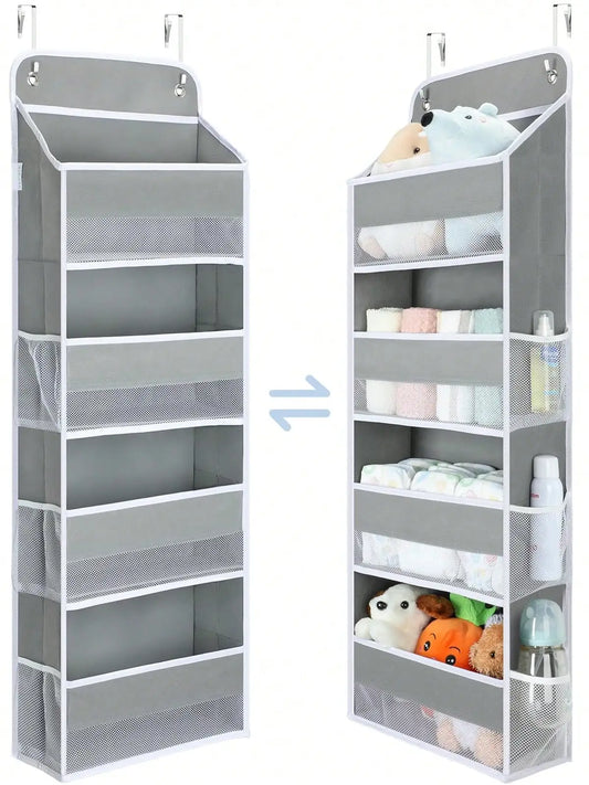 Over The Door Organizer, 35.2lbs Load Stuffed Animal Storage Hanging, Swing-Proof Bathroom Organizers And Storage With 4 Bins 6 Side Pockets For