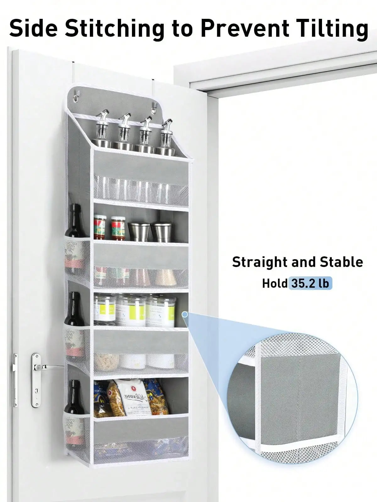 Over The Door Organizer, 35.2lbs Load Stuffed Animal Storage Hanging, Swing-Proof Bathroom Organizers And Storage With 4 Bins 6 Side Pockets For