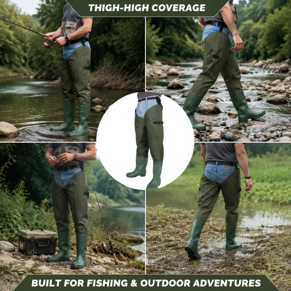 Fishing Hip Waders Wading Trousers Wading Hip Boots Lightweight River Boot Watertight Water Pants for Hunting Gardening Size 6-14