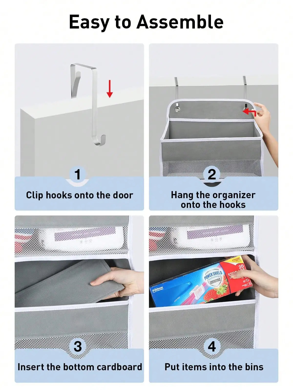 Over The Door Organizer, 35.2lbs Load Stuffed Animal Storage Hanging, Swing-Proof Bathroom Organizers And Storage With 4 Bins 6 Side Pockets For