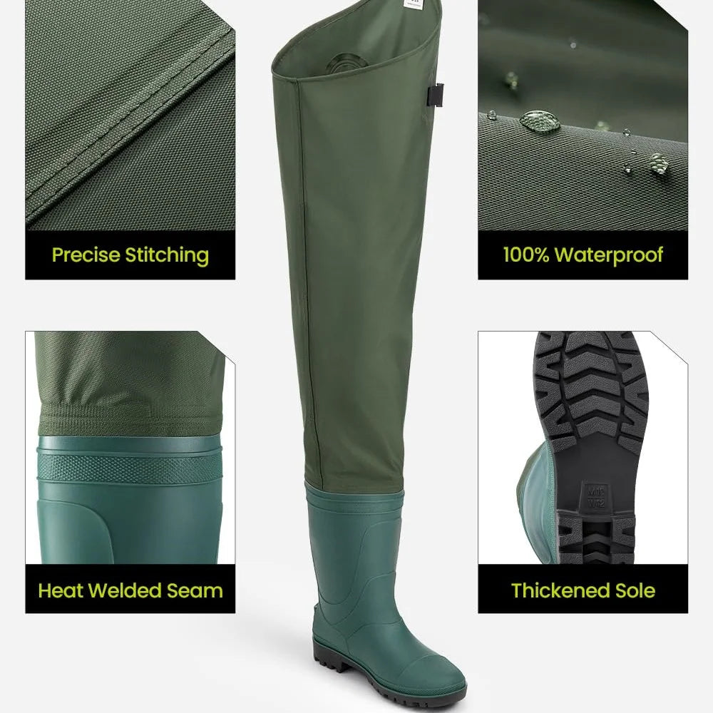 Fishing Hip Waders Wading Trousers Wading Hip Boots Lightweight River Boot Watertight Water Pants for Hunting Gardening Size 6-14