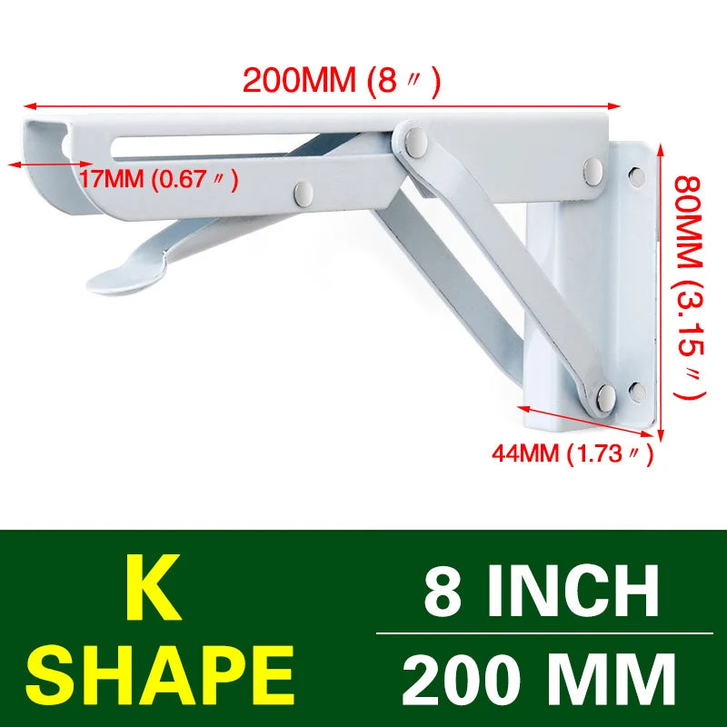 NAIERDI 2PCS Folding Angle Bracket 8-20 Inch Triangle Shelf Heavy Support Adjustable Wall Mounted Bench Table Furniture Hardware