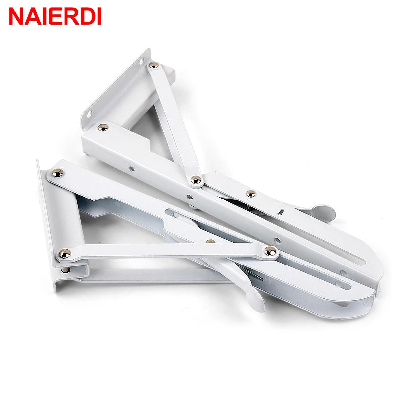NAIERDI 2PCS Folding Angle Bracket 8-20 Inch Triangle Shelf Heavy Support Adjustable Wall Mounted Bench Table Furniture Hardware