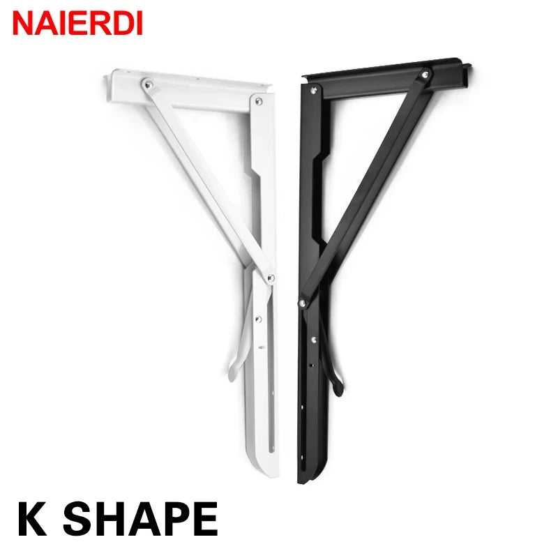 NAIERDI 2PCS Folding Angle Bracket 8-20 Inch Triangle Shelf Heavy Support Adjustable Wall Mounted Bench Table Furniture Hardware