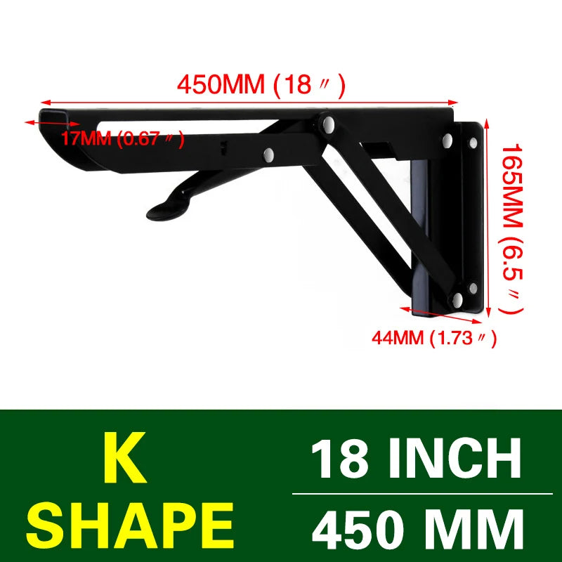 NAIERDI 2PCS Folding Angle Bracket 8-20 Inch Triangle Shelf Heavy Support Adjustable Wall Mounted Bench Table Furniture Hardware