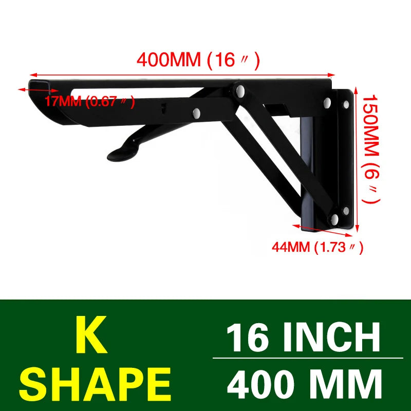 NAIERDI 2PCS Folding Angle Bracket 8-20 Inch Triangle Shelf Heavy Support Adjustable Wall Mounted Bench Table Furniture Hardware