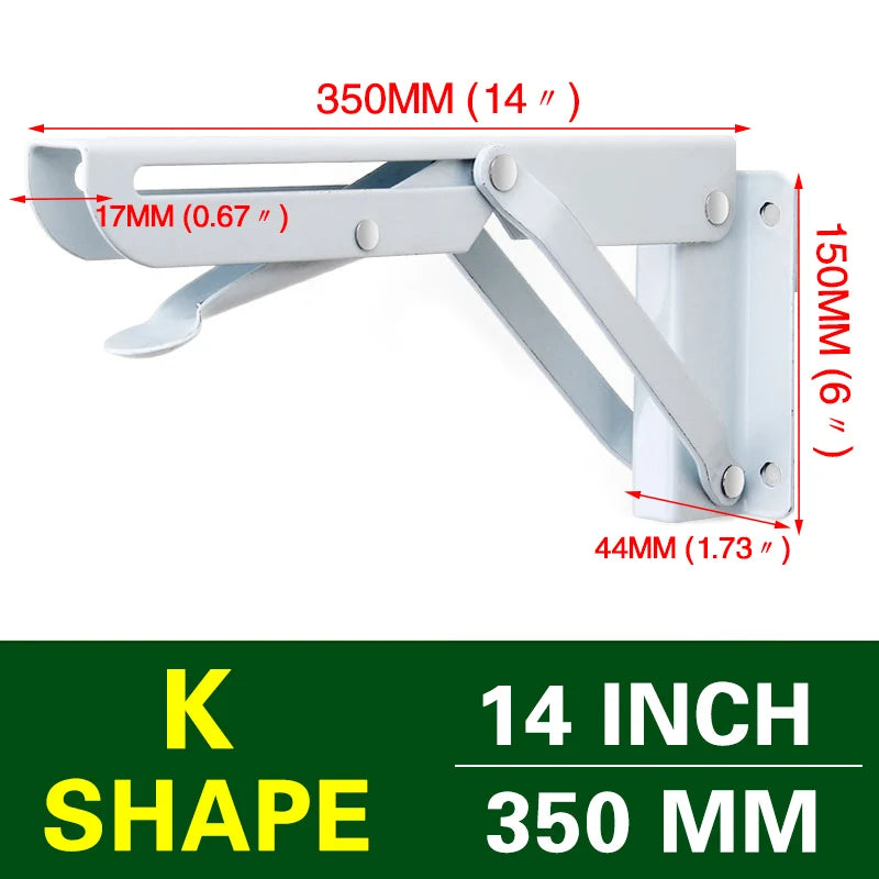 NAIERDI 2PCS Folding Angle Bracket 8-20 Inch Triangle Shelf Heavy Support Adjustable Wall Mounted Bench Table Furniture Hardware