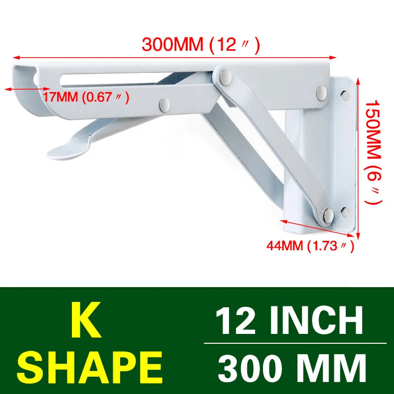 NAIERDI 2PCS Folding Angle Bracket 8-20 Inch Triangle Shelf Heavy Support Adjustable Wall Mounted Bench Table Furniture Hardware