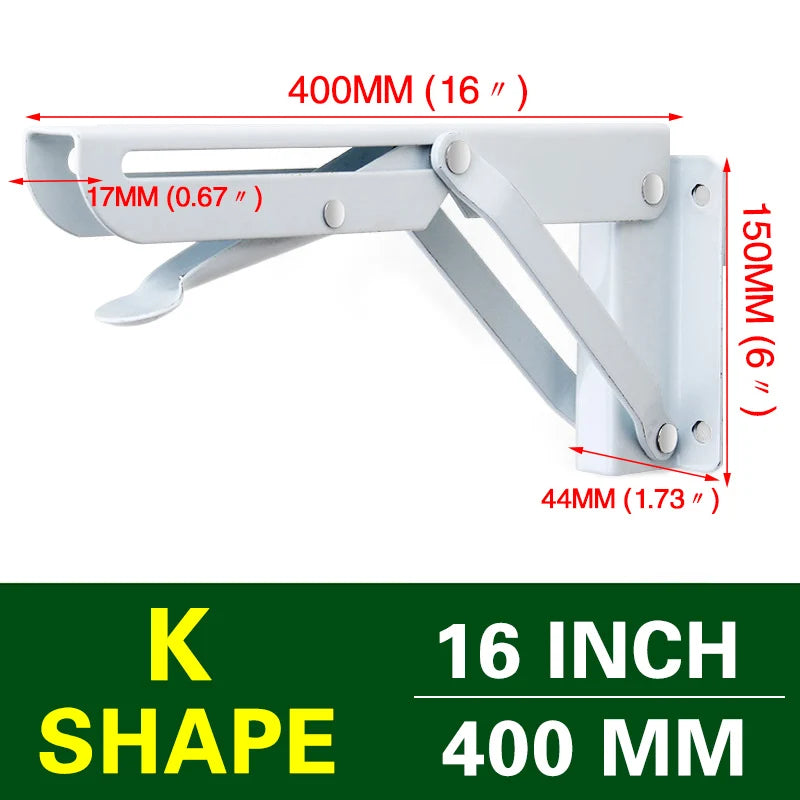 NAIERDI 2PCS Folding Angle Bracket 8-20 Inch Triangle Shelf Heavy Support Adjustable Wall Mounted Bench Table Furniture Hardware