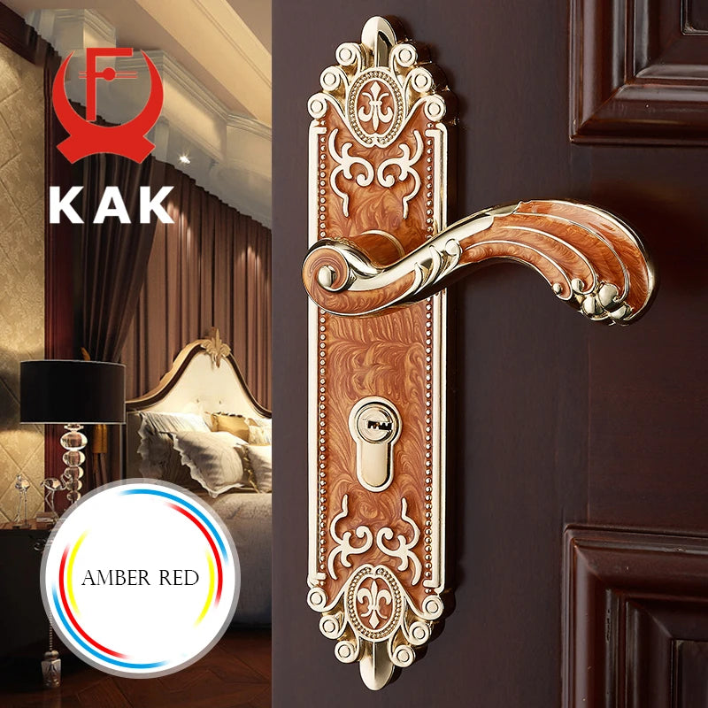 European Style Mute Room Door Lock Handle Fashion Interior Door Knobs Lock Luxurious Anti-Theft Gate Lock Furniture Hardware