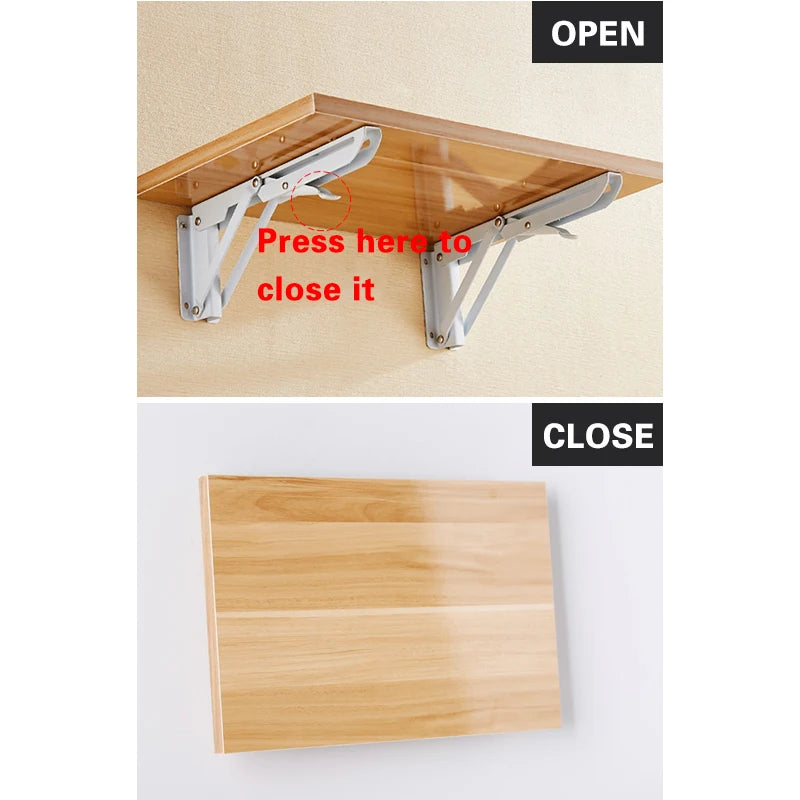 NAIERDI 2PCS Folding Angle Bracket 8-20 Inch Triangle Shelf Heavy Support Adjustable Wall Mounted Bench Table Furniture Hardware