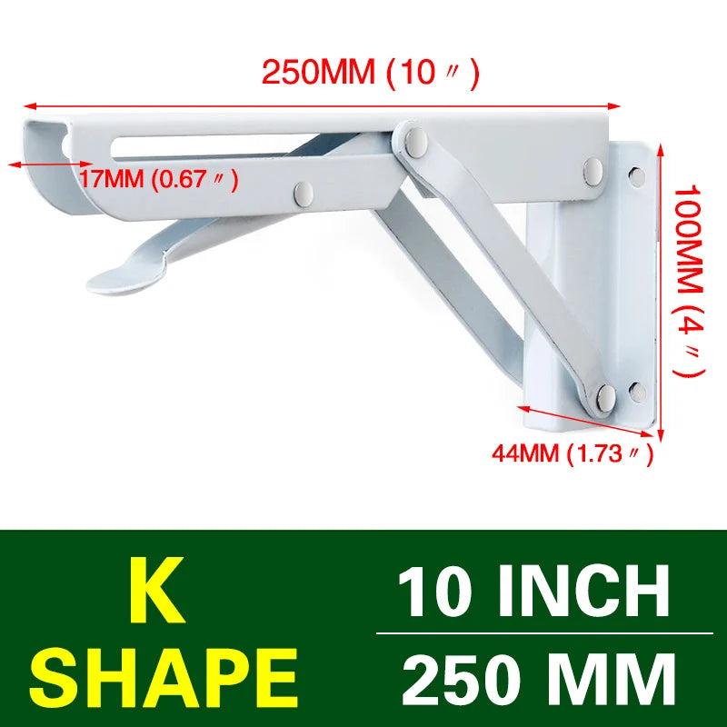 NAIERDI 2PCS Folding Angle Bracket 8-20 Inch Triangle Shelf Heavy Support Adjustable Wall Mounted Bench Table Furniture Hardware