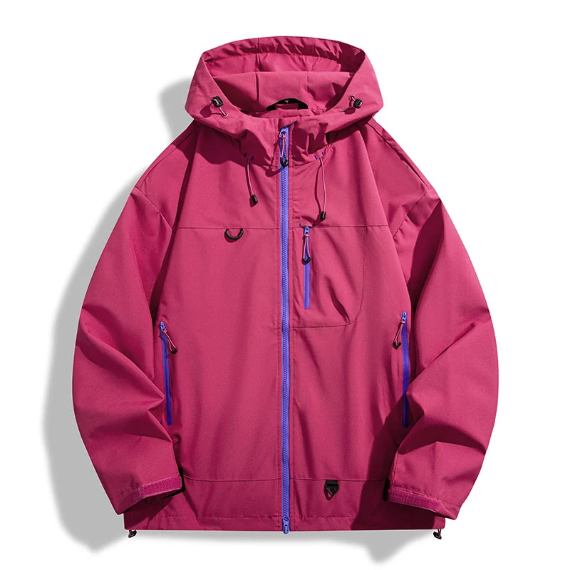 JNLN Unisex Waterproof Windbreaker Outdoor Sport Windproof Single-Layer Jacket Men Women Hiking Climbing Trekking Rain Coat