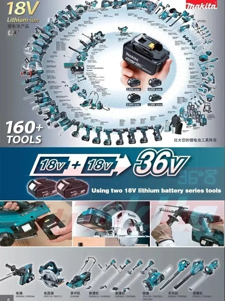 Original Makita 18V DDF487 BL1860 BL1850B BL1850 BL1840 BL1830 Screwdriver Battery Charger 18v Replacement Power Tool Batteries