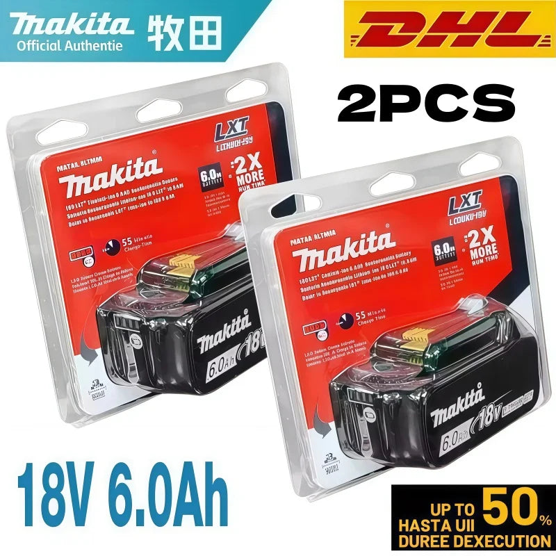 Genuine Makita 18V LXT 6.0Ah Li-ion Rechargeable Battery, Replacement for BL1840 BL1850 BL1860 Power Tool Battery