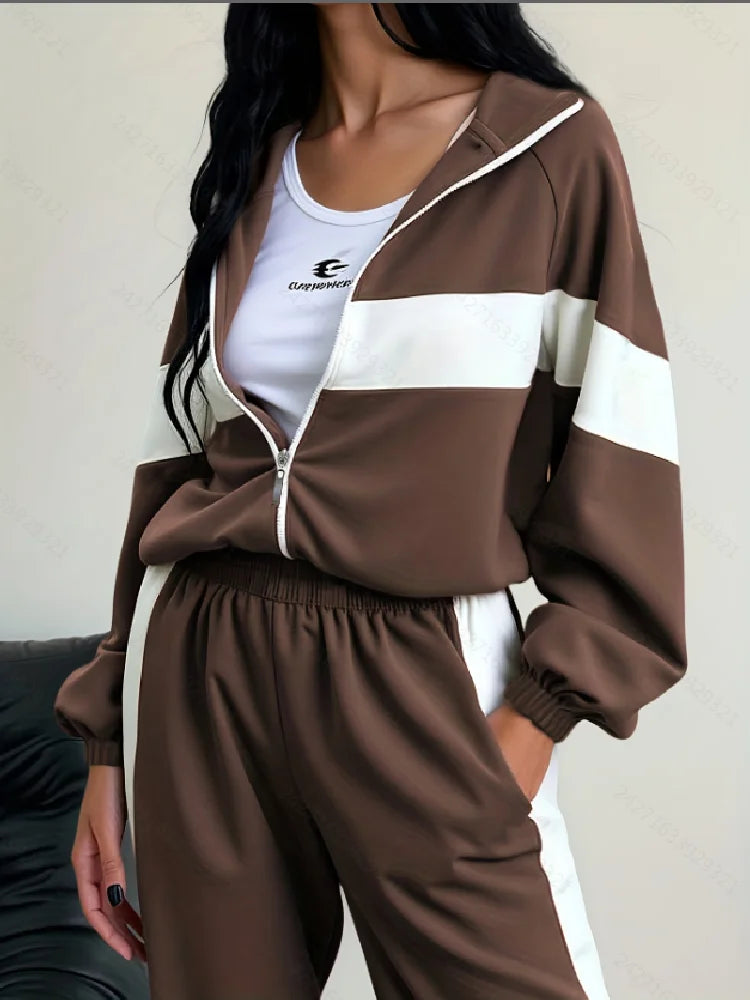 New Fashion Casual Sport Set Zipper Cardigan Long Pants Two-Piece Set Comfortable Breathable Men's Clothing