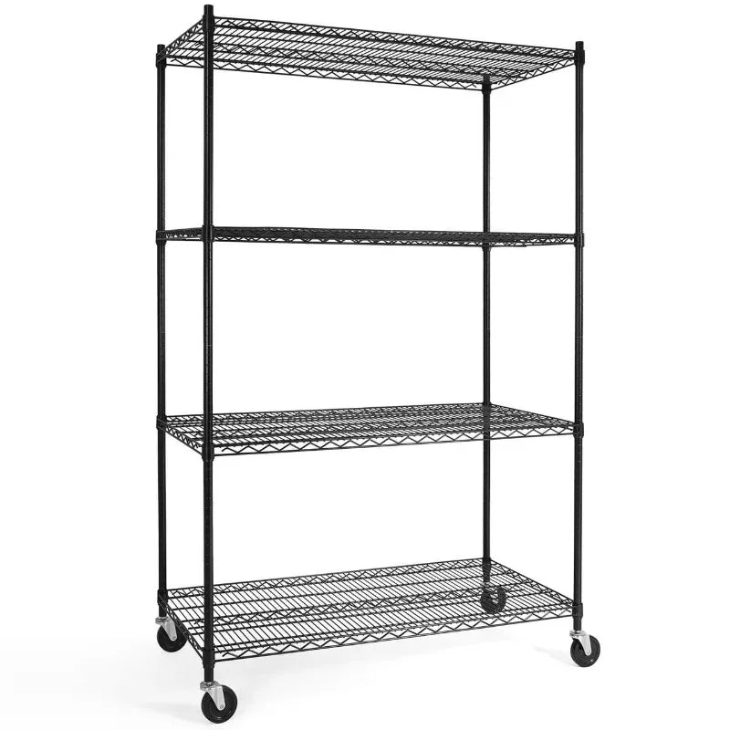 Heavy-duty Adjustable Metal Shelf With Wheels, Suitable For Garages, Kitchens, Storage Rooms, Laundry Rooms And Offices. Easy To Assemble.