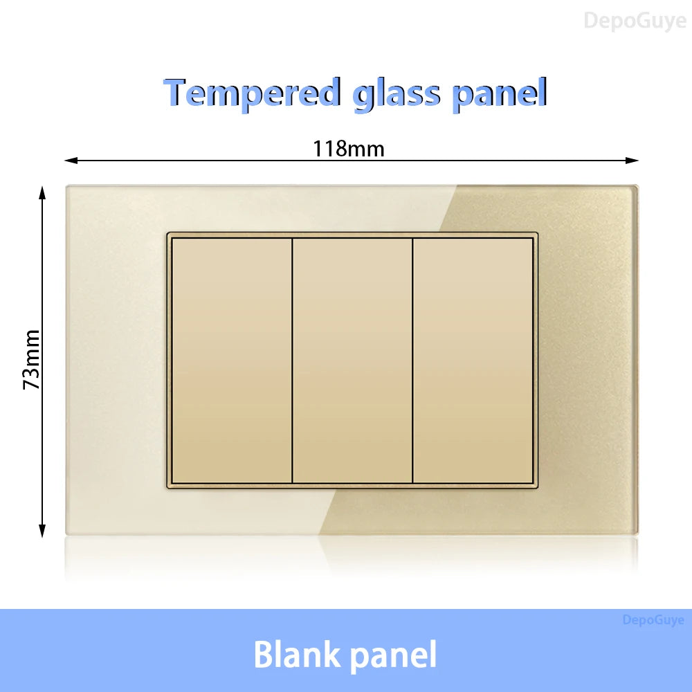 American Standard Dual Wall Usb Plug Socket, Household Mexico US Tempered Glass Light Switch Outlet Adapter Type-C Fast Charging