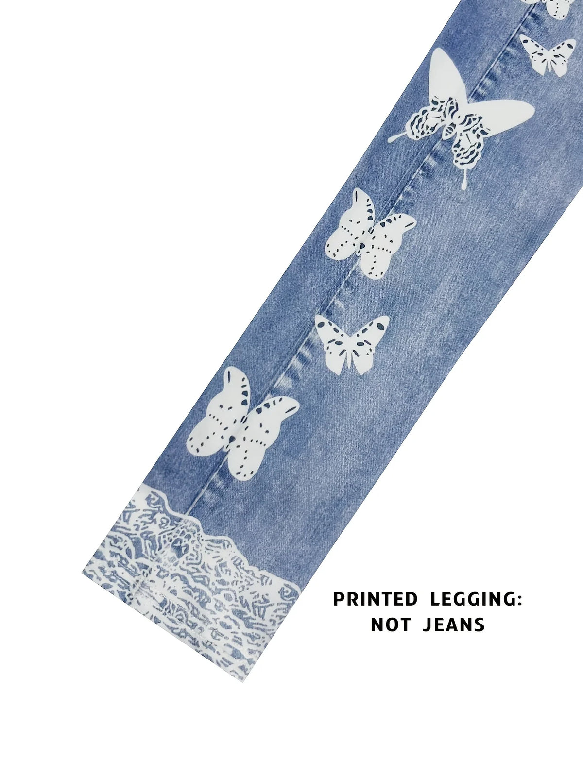 Women Printed Leggings Not Denim Fabric, Fake Pocket & Button Print Design Pants, High Elastic Fashion Slim Fit Skinny Casual
