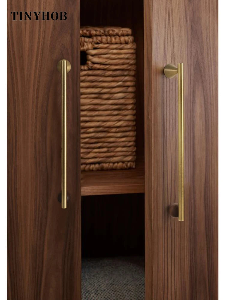 Bronze Brass + Walnut Wood  Cabinet Handle and Knob Drawer Knobs T Bar Bedroom Kitchen Cupboard Hardware / Drawer Handles