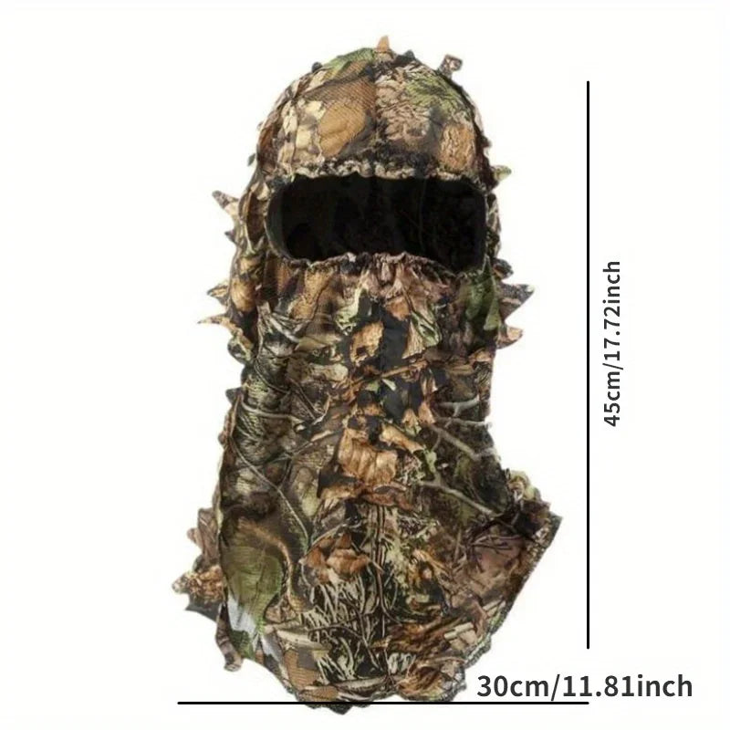 3pcs Suit Camouflage Leafy Hat 3D Full Face Mask Headwear Turkey Camo Hunter Hunting Accessories