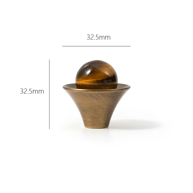 Tinyhob Vintage Antique Bronze Spotted Stone Kitchen Cabinet Furniture Handle with Base / Brass Cupboard Pull Shoe Cabinets