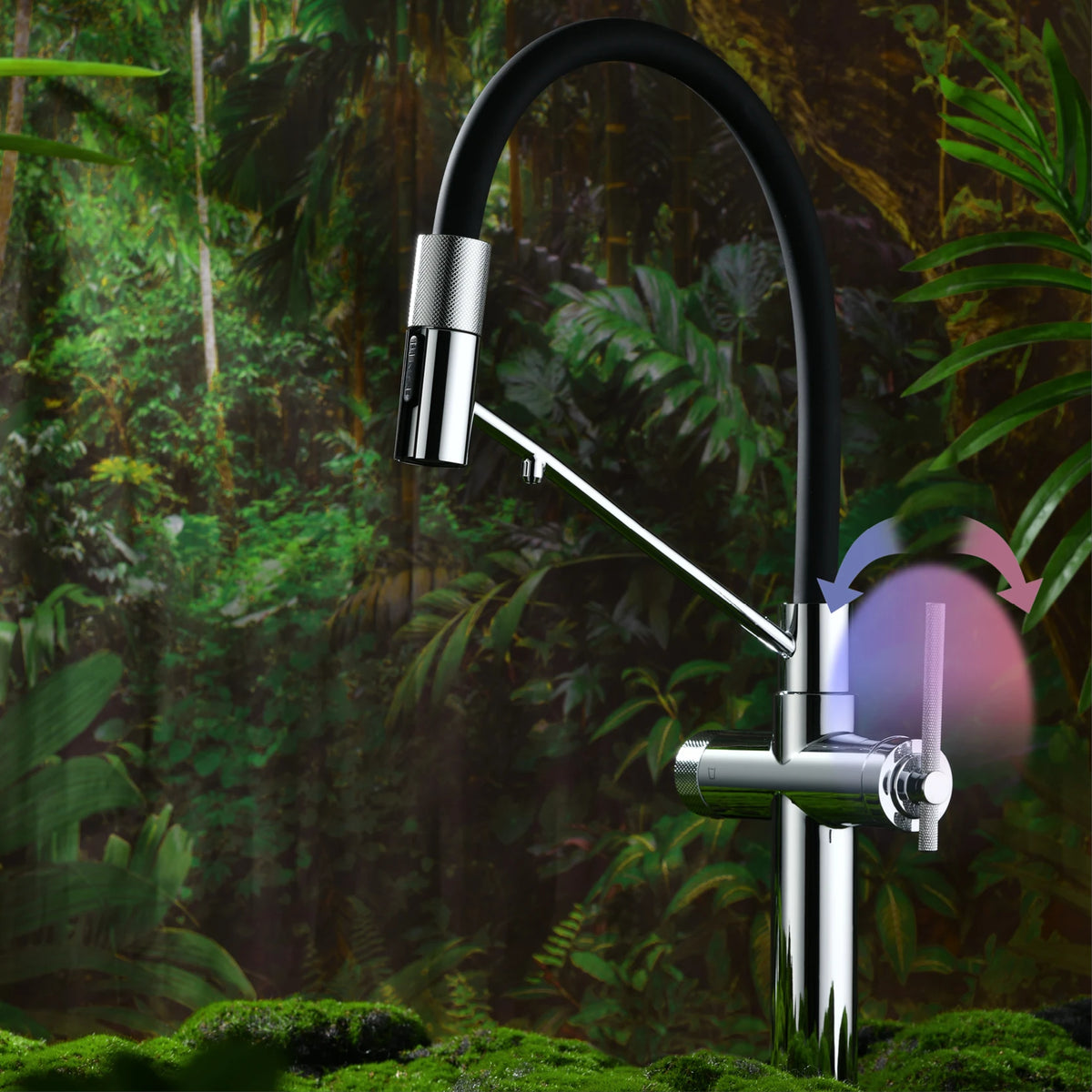 AITANA Brushed Rose Gold Pull-Out Kitchen Faucet with Luxury Drinking Water Mode 3 Function Hot & Cold Water Single Hole Sink Ta