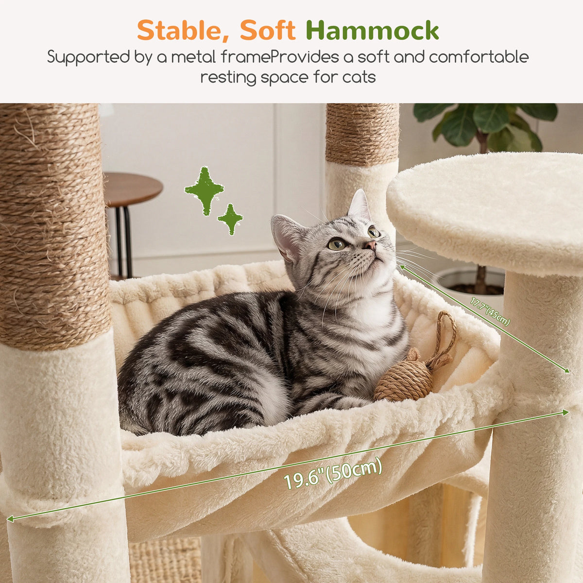 Globlazer 80" Large Cat Tree Tower for Indoor Cats, Multi-Level Cat Climbing Activity Center with 2 Condos, 2 Hammocks, 3 Perches, Sisal Scratching Posts for 2-3 Medium Large Cats