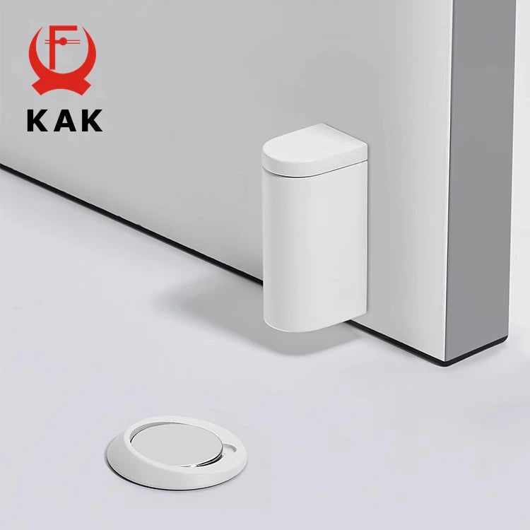 KAK Invisible Door Stopper Adjustable Magnetic Door Stop with Sticker Non-punch Wind-proof Hidden Door Holder Zinc Alloy Hardwar