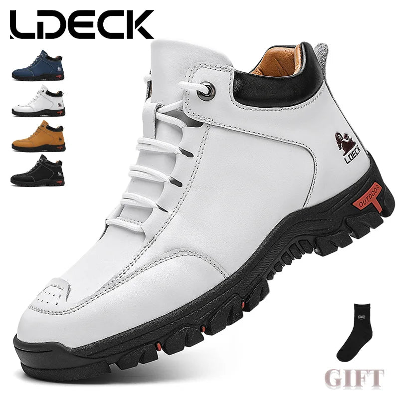 High-Top Men's Hiking Boots for Outdoor Driving Camping Picnic - Durable Comfortable Men's Mountain Climbing Shoes