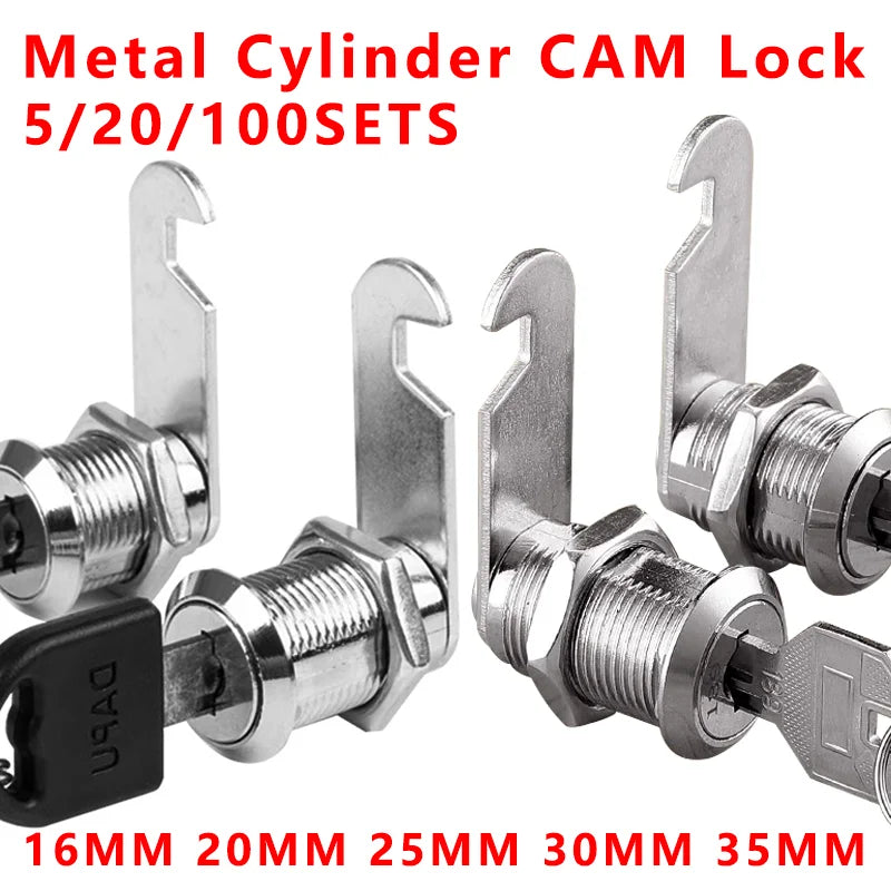 5/20/100SETS 16mm 20mm 25mm 30mm 35mm Metal Rotary Key Switch Push Button Lock Switch Latching Cylinder Cabinet Security Locker