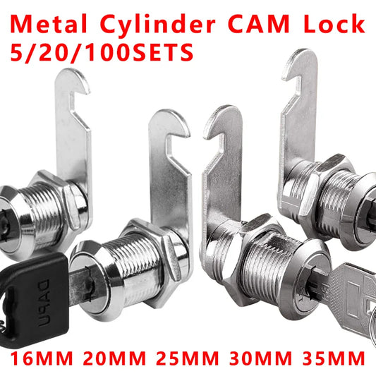 5/20/100SETS 16mm 20mm 25mm 30mm 35mm Metal Rotary Key Switch Push Button Lock Switch Latching Cylinder Cabinet Security Locker