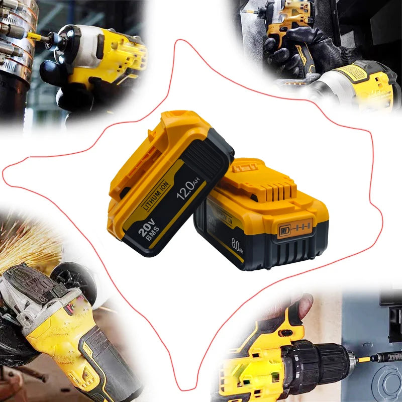 for Dewalt 20V Battery, 3AH 6AH 8AH 12AH Lithium Ion Battery, for Dewalt DCB200 DCB206 DCD805 Power Tool Replacement Battery