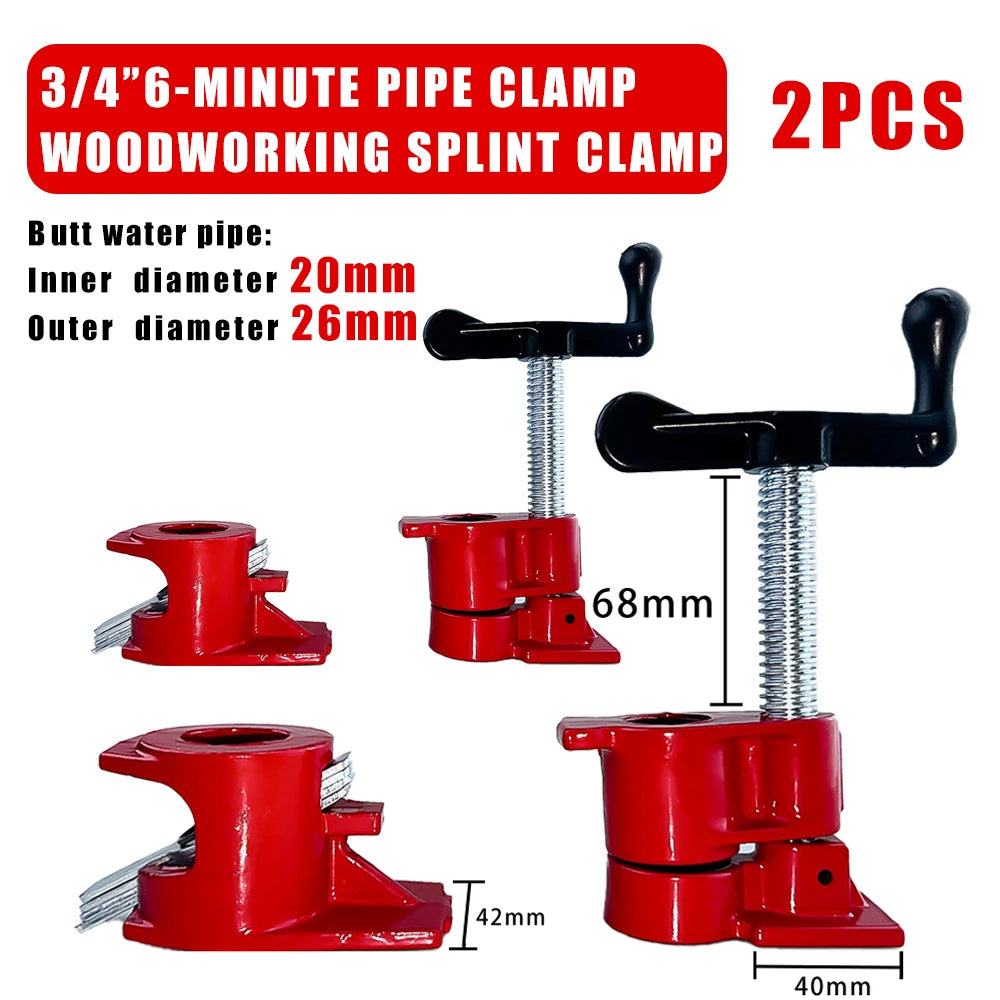 1/2" 3/4" Heavy Duty Pipe Clamp Wood Gluing Pipe Clamp Set Woodworking Board Conntacting Fixture Carpenter Hand Tool